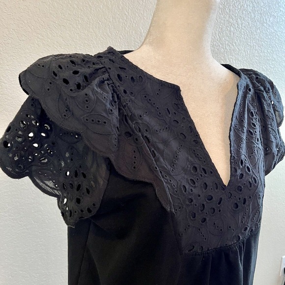 Grey State Mini Dress Womens 0 Extra Small Black Ruffle Sleeve Anthropologie - Picture 4 of 15